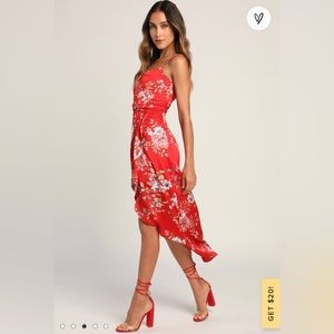 Silky Red Lulu’s Floral Dress L